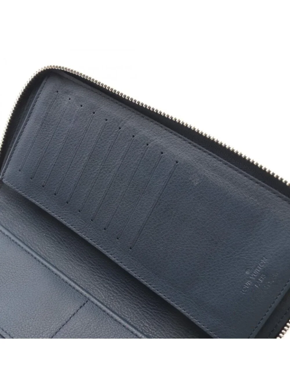 Louis Vuitton Round Wallet Zippy Vertical Navy Leather